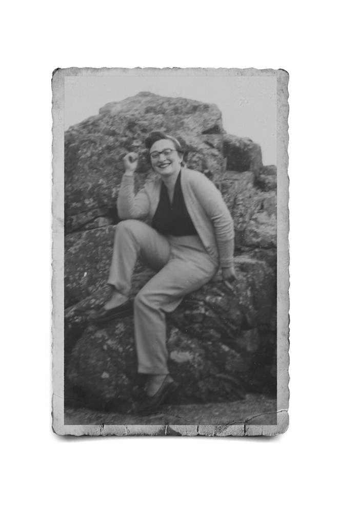 Iby perched on a rock in Cornwall in 1950